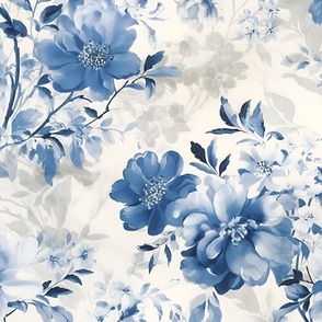 Jumbo Blue Blossoms: A Dance of Floral Elegance and Timeless Beauty