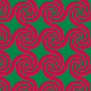 monotone swirls too odd christmas  red on green