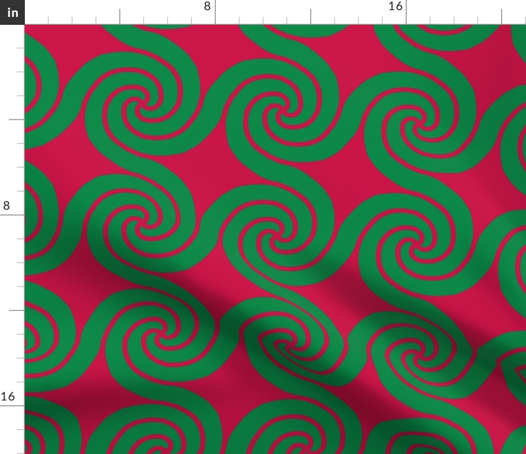 christmas swirl green on red