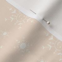 neutral off-white happy smiley face Christmas snowflakes on neutral beige, festive season