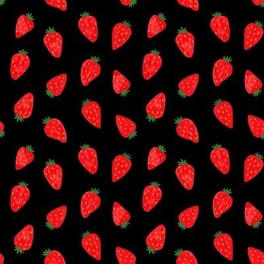 (small) Cute strawberries on black