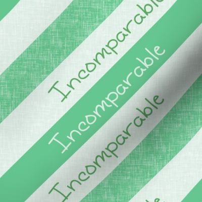 Incomparable on apple green + palest green diagonal stripes by Su_G_©SuSchaefer