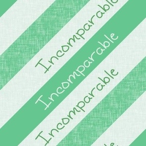 Incomparable on apple green + palest green diagonal stripes by Su_G_©SuSchaefer