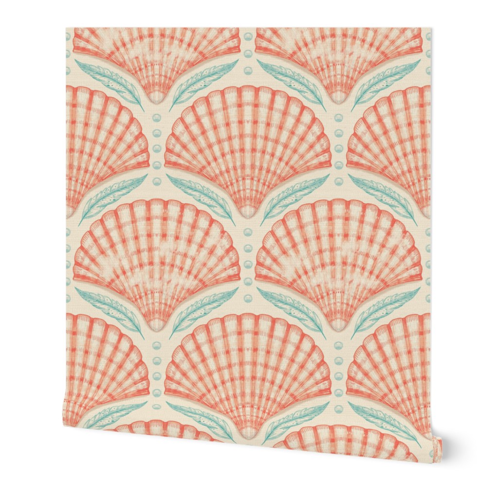scallop sea shells and feathers 