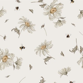 Drifting Daisy & Bee Dreams on cream