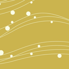 Geometric Wave and Circle Bubbles in Yellow Mustard and White (Horizontal, Large)