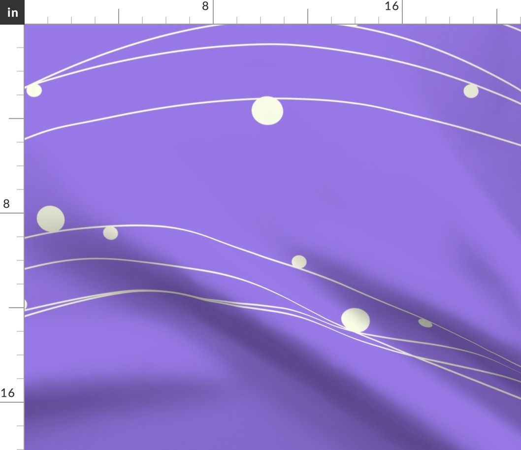 Geometric Wave and Circle Bubbles in Purple and White  (Horizontal, Large)