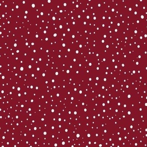 Large - Winter Falling Snow on Burgundy Red