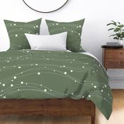 Geometric Wave and Circle Bubbles in Olive and White (Horizontal, Large)