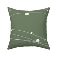 Geometric Wave and Circle Bubbles in Olive and White (Horizontal, Large)