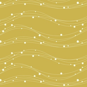 Geometric Wave and Circle Bubbles in Yellow Mustard and White (Horizontal, Small)