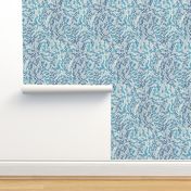 Abstract Micro Mosaic - Cerulean on White - xl