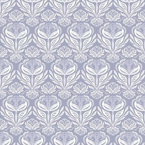Geometric rows of stylised flowers light grey and white, platinum grey, small scale
