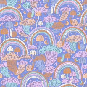 Chanterelle Clouds, Snails, and Rainbows - Electric Blue