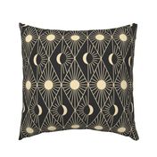 Whimsigothic Art Deco Sun and Moon | Charcoal and Beige