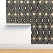 Whimsigothic Art Deco Sun and Moon | Charcoal and Beige