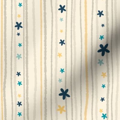 Small scale // Stripes and Starfish // Neutral Ivory Ecru // Cute Dip