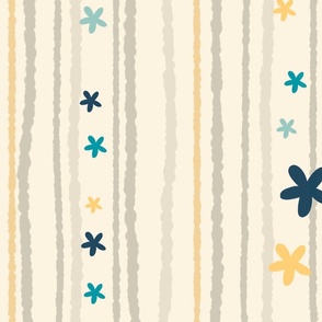 Large scale // Stripes and Starfish // Neutral Ivory Ecru // Cute Dip