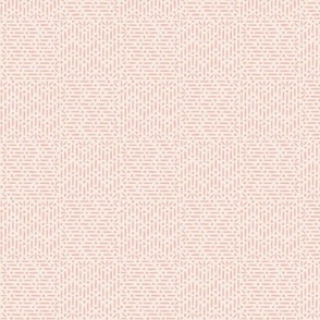 Granary Check, white and peach (Small)– textural marks with lines and dots