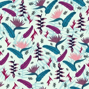 Tropical pattern with heliconias - small scale