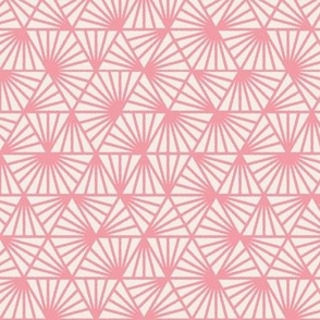 Early Dusk, pink and white (Small) – geometric triangles and textural lines