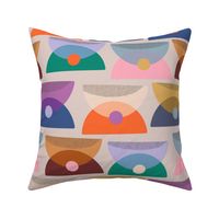 Overlapping Abstract semi circle shapes in bright colours on beige MEDIUM