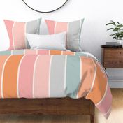 Boho Stripes Wallpaper | Striped Pink, Peachy And Baby Blue | Large Scale 