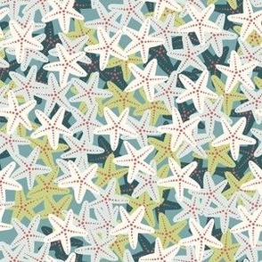 Starfish On The Dance Floor in blue, lime green, red and white