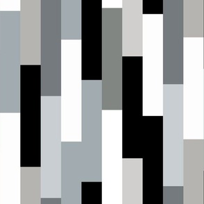 Black and White with Grey Vertical Broken Stripes