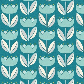 Mid Century Modern Vintage Tulip teal by Pippa Shaw 8 large wallpaper scale by Pippa Shaw