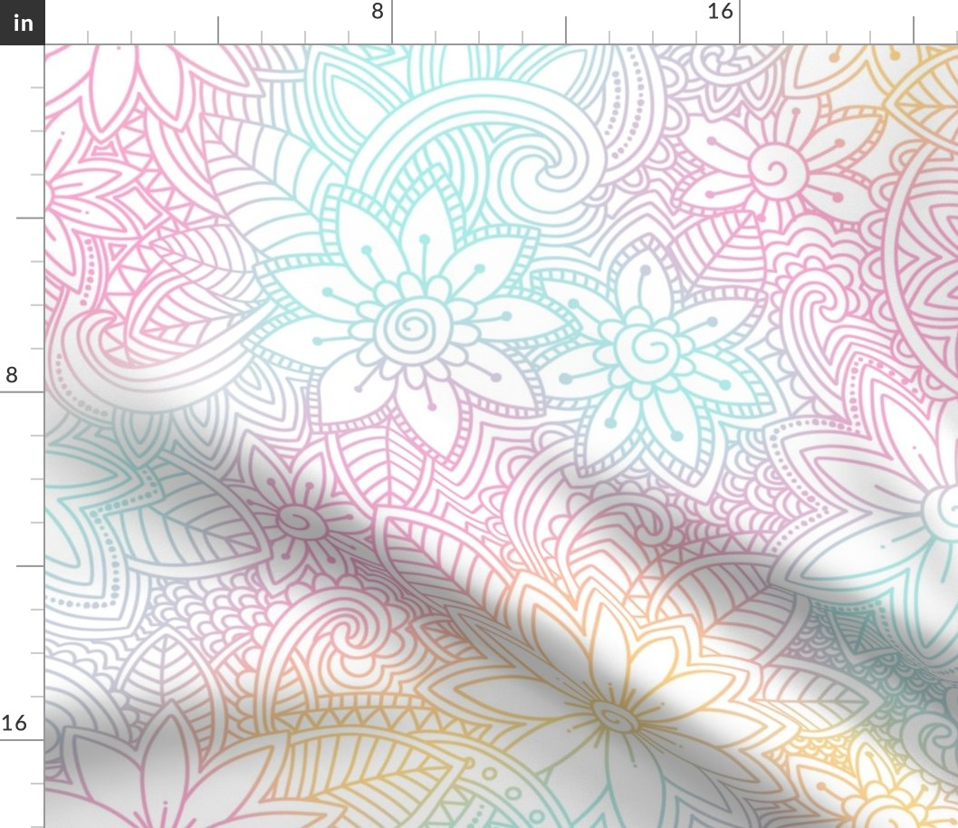 Colorful doodle flowers large scale bedding