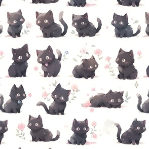 Black Cats & Flowers
