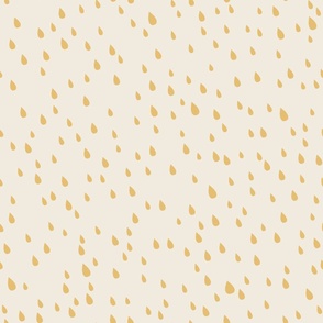 Jumbo Scale Illustrated Yellow Raindrops on a Cream Background 24x24