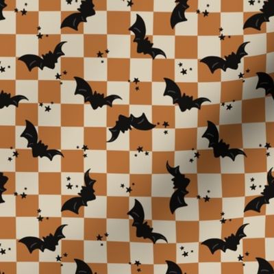 Orange Halloween Bat Checkers