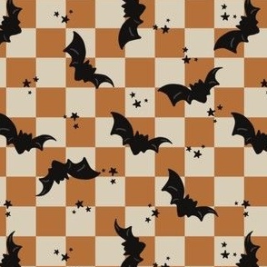 Orange Halloween Bat Checkers