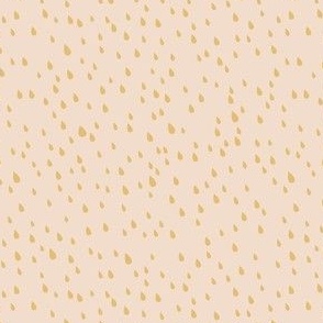 Illustrated Raindrops in Marigold on Pale Pink/Peach 