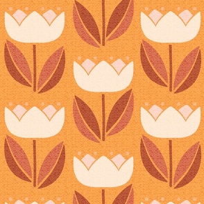 Mid Century Modern Vintage Tulip orange 12 extra large wallpaper scale by Pippa Shaw