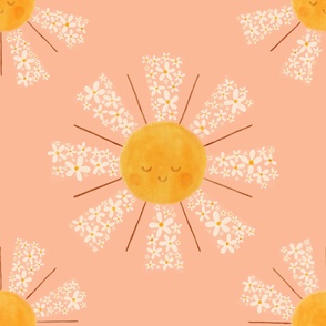 Floral Sun Nursery Wallpaper