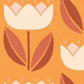 Mid Century Modern Vintage Tulip orange 24 jumbo wallpaper scale by Pippa Shaw