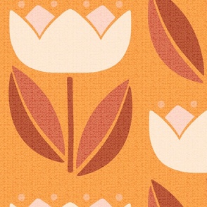 Cute Flower Mid Century Modern Print - Green Brown Orange Yellow Tapestry  for Sale by Elsy's Art