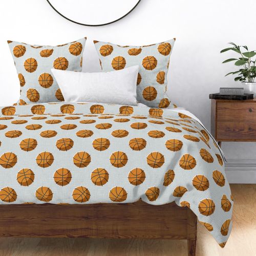 Normal scale // Basketball balls polka dots // bunny grey dotted background orange balls modern retro color block tween spirit bedroom 