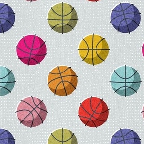 Small scale // Basketball balls polka dots // bunny grey dotted background multicoloured balls modern retro color block tween spirit bedroom 