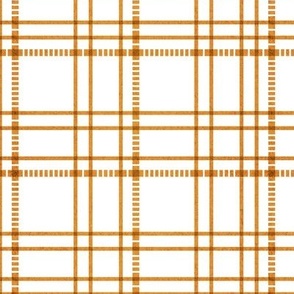 Small scale // Modern check coordinate // white background orange criss-crossed vertical and horizontal stripes