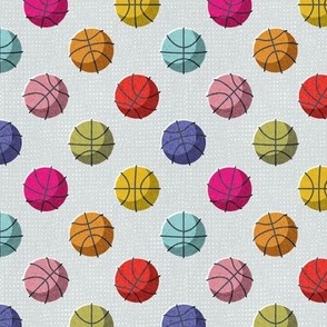 Tiny scale // Basketball balls polka dots // bunny grey dotted background multicoloured balls modern retro color block tween spirit bedroom 