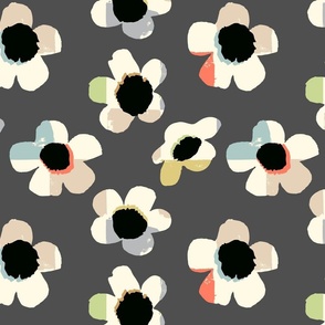 Flower Power Toss  - Multi Color on Gray - Large