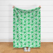 Large Scale Playful Paisley Bandana Grass Green on White