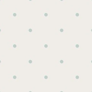 Spacious Polka Dots, off-white with light sage green spots