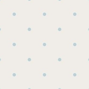 Spacious Polka Dots, off-white with sky blue spots
