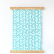 Small Scale Playful Paisley Bandana White on Pool Blue