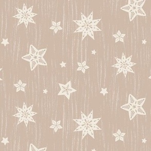 Medium Scandinavian and folk cream stars in beige 10.50in x 10.50in